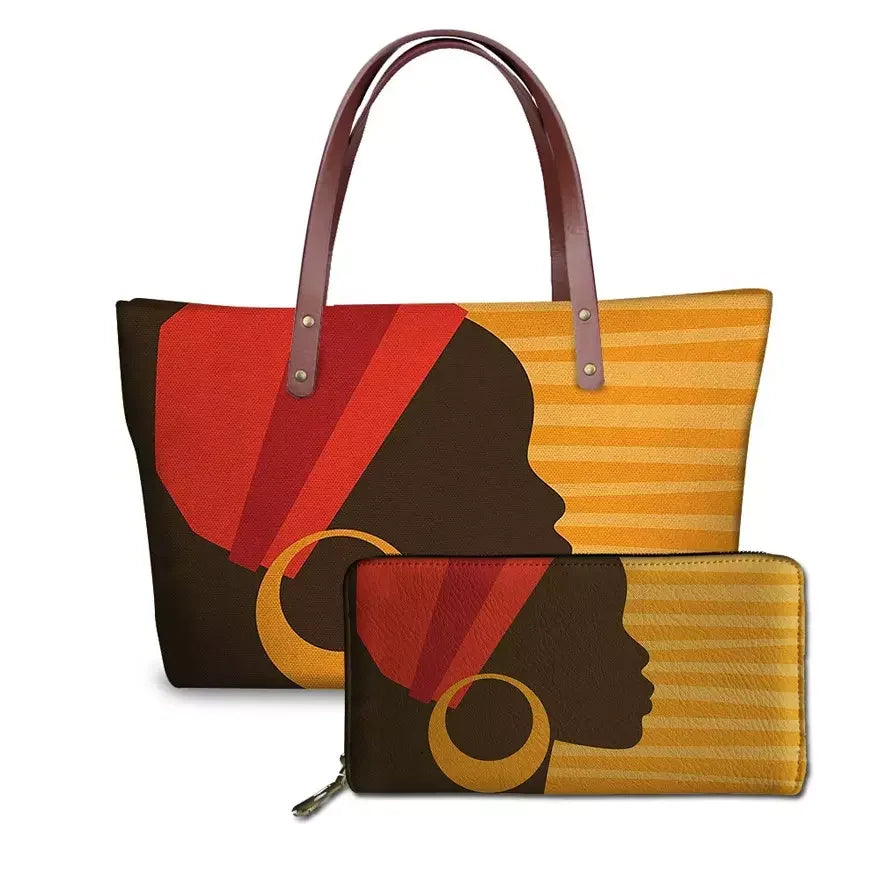 Custom Wholesale Designer Black Art African Girl Printed Fashion Ladies Female Hand Bags Handbags and Purses for Women Luxury