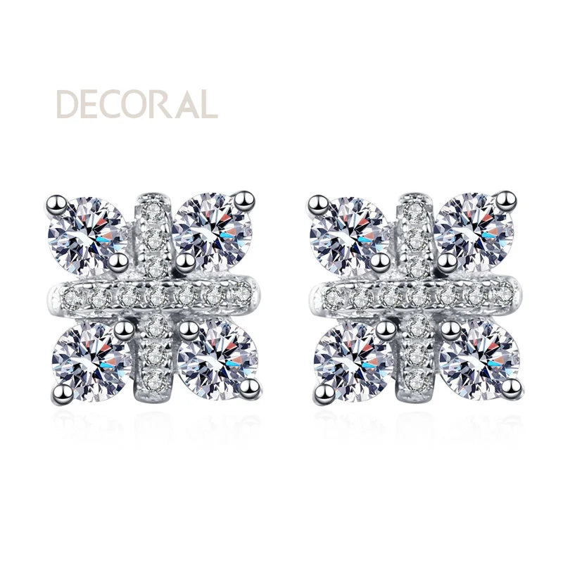 Flower Design Moissanite Diamond Earring Vvs Fine Jewelry Moissanite Large Earrings for Women
