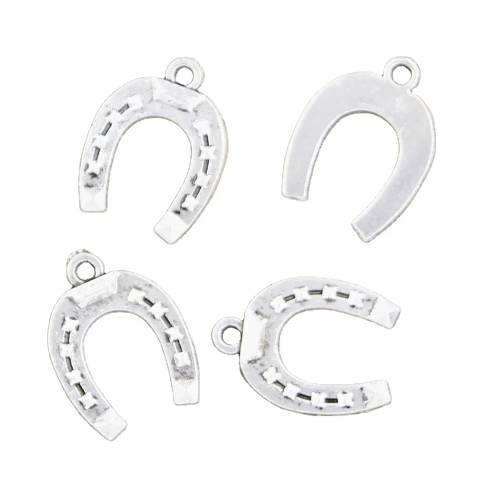 Charms Lucky Horseshoe Good Luck Talisman 21x16mm Handmade Making FitVintage Tibetan Silver Color PendantsDIY for Bracelet Nec