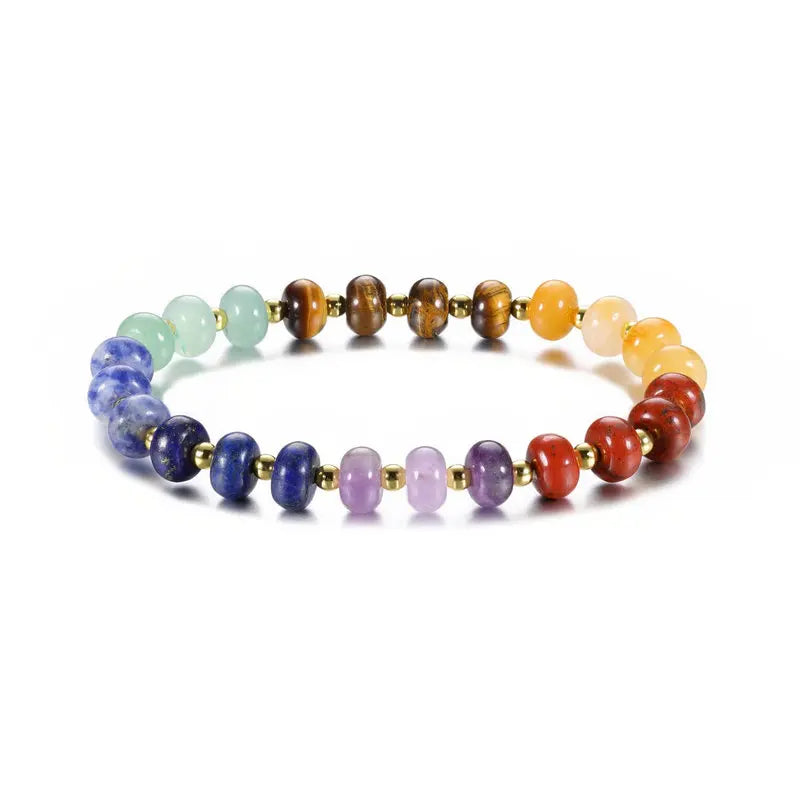 7 Chakra Bracelet for Women Jewelry Natural Semi- Precious Gemstone Yoga Healing Crystal Energy Stretch Chakra Stone Bracelet