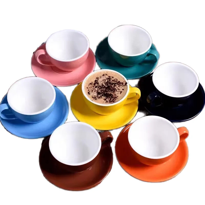 New Arrival High-End 300ml Ceramic Coffee Cup and Saucer Set Porcelain Designable Logo for Guest Room Small Size