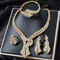 Fashion Jewelry 14k Gold Plated Bridal Earring Ring Bracelet and Necklace Jewelry Set