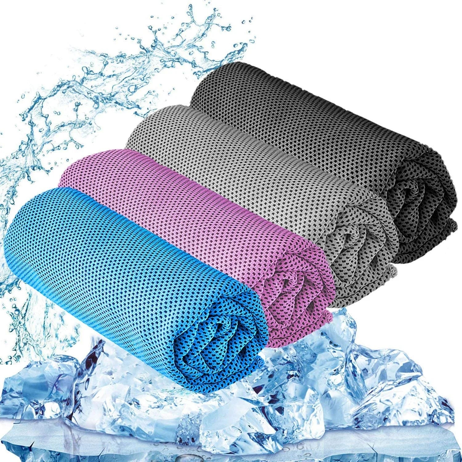 Customized Summer Knitted 30*100cm Sports Towel Cooling Fitness Gym Running Towel with Ice Cold Chilly Effect