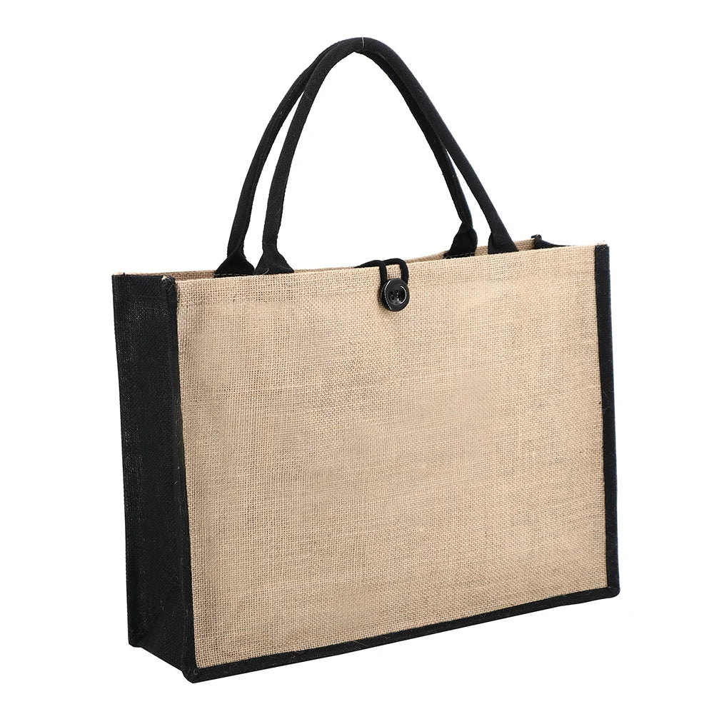 Eco Friendly Laminated Jute Bag Burlap Reusable Linen Beach Bag Hessian Shopping Tote Bags with Custom logo OEM