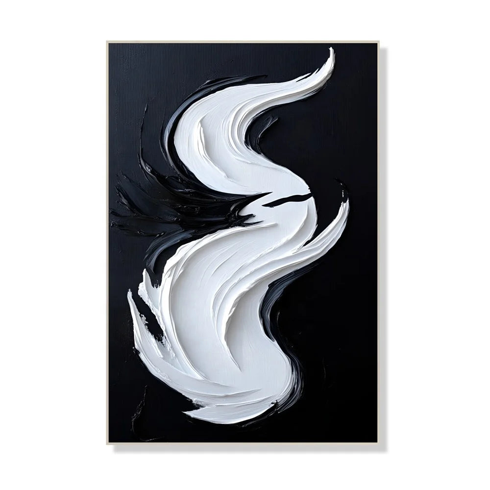 Pure Hand-painted Modern Oil Painting Framed Fabric 3d Textured Abstract Art Wall Decor Picture MegaBDM