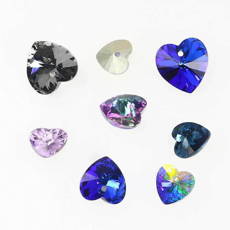 10-28mm Heart Crystal & Glass Lampwork Beads DIY Bracelet Necklace Colorful Good Quality Heart Pendant Jewelry Making