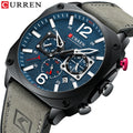 CURREN 8398 Square 45mm Dial Design Men Watches Leather Chronograph Casual Sports Watch Waterproof Luminous Man Calendar Clock