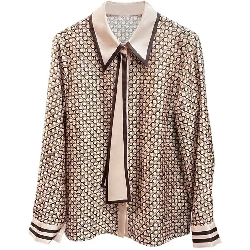 Boutique Wholesale 2026 Spring New Design Sense Niche French Long Sleeved Lapel Casual Commuting Chiffon Women's Shirt