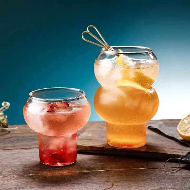 High Borosilicate Glass Gourd-Shaped Cocktail Glasses Barware Beverage Juice Drinking Cups