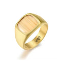 ShuoyeW 5.5mm Personality Titanium Steel Ring Silver Black Gold Inlaid Wood Skin Square Stainless Steel Ring Finger Rings 753