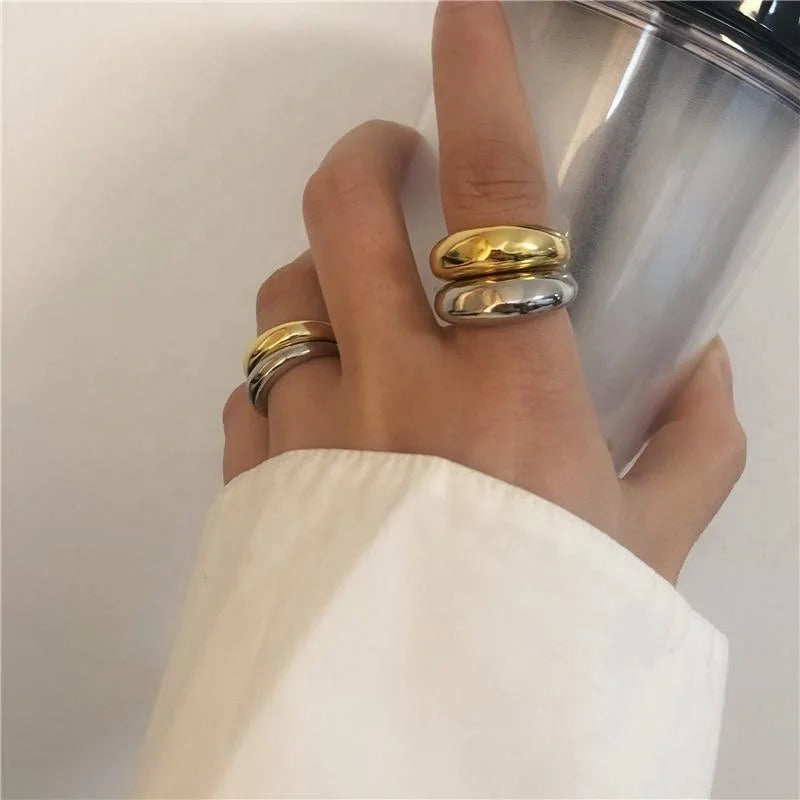 Minimalist Daily Wear 14k Gold Jewelry 925 Sterling Silver Jewelry Dome Statement Ring  Vintage Bulb Ring for Women