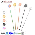 Custom Design LOGO Colors Food Grade Test Safe Stainless Steel Drink Swizzle Stick Silver Gold Cocktail Picks Beverage Stirrers