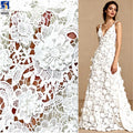 YX1161 2026 Embroidered Lace Fabric Water Soluble 100 Polyester Net 3D Florals Luxury Lace Fabric White for Clothes