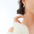 Trendy Hoop Earings 2022 18k Gold Plated Stainless Steel Geometric Three Star Cross Stud Earrings Religious Jewelry