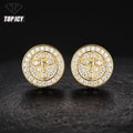 Iced Out Circle Shape VVS Moissanite Cross Stud Earrings 925 Sterling Silver Luxury Pass Diamond Tester Earrings