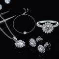 Abiding Jewelry Wholesale Rhodium Plated Necklace Earrings Bracelet Moissanite Jewelry Set for Women