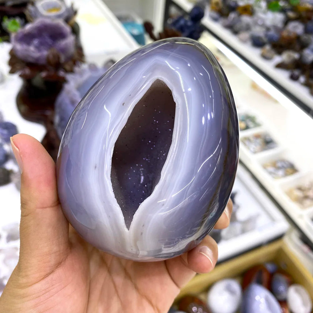 Wholesales Natural Agate Geode Egg Hand Carved Dragon Geode Egg for Crystal Crafts Gift