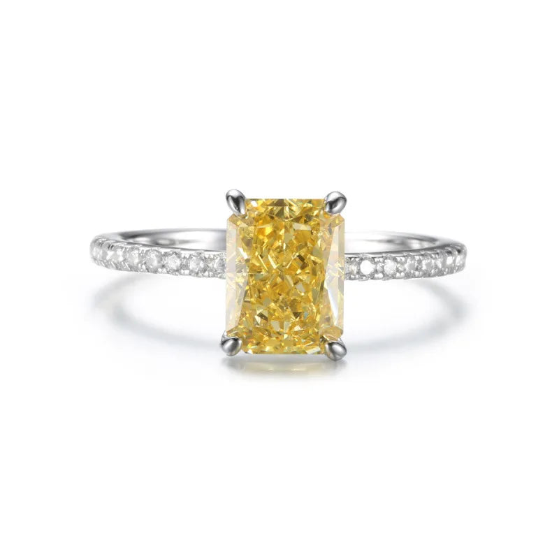 Top Picked 925 Sterling Silver Jewelry Wholesale Rhodium Plated Ice Flower Cut Ring 6x8 Cubic Zirconia Eternity Promise Ring