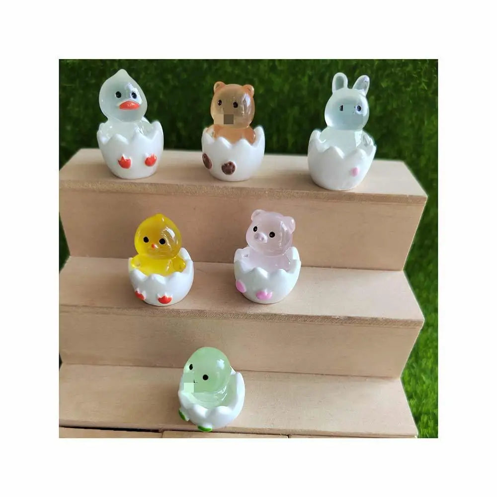 100Pcs 18*28mm Mix Luminous Chick Duck Bear Rabbit Egg Glow Resin Cabochon Flatback DIY Crafts Scrapbooking Doll House Decor