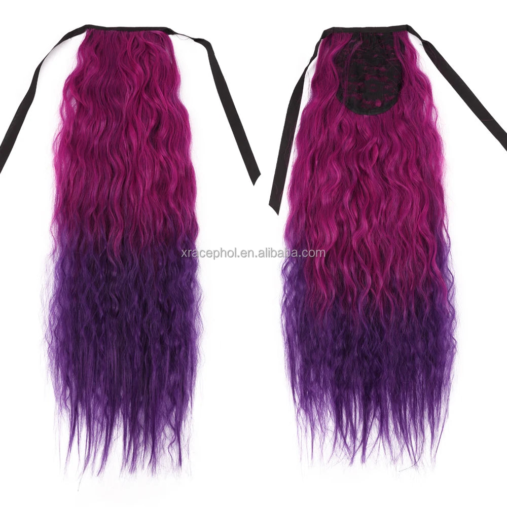 Ombre Colors 100g Kinky Hair Piece Synthetic Ponytail Extensions Heat Resistant Fiber Wig Clip in Ponytail