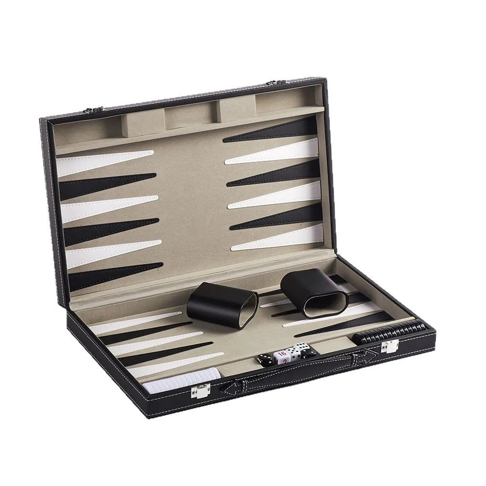 Factory Direct Sale PU Leisure Game Chess Box with Dice Cup Customized Backgammon Gift Box