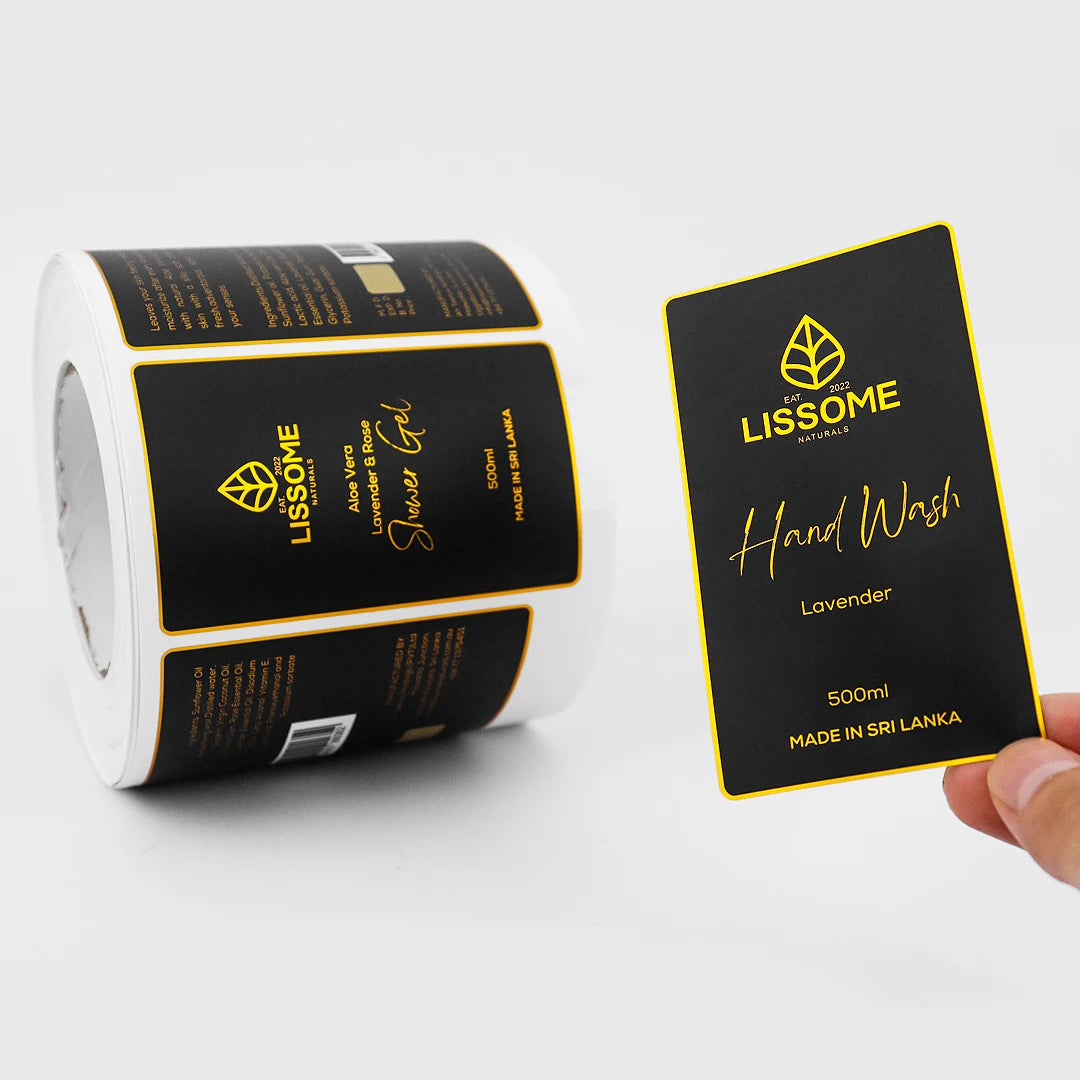 Customised Vinyl Waterproof Glossy Adhesive Sticker Roll for Skincare Perfume & Lipstick Packaging Labels