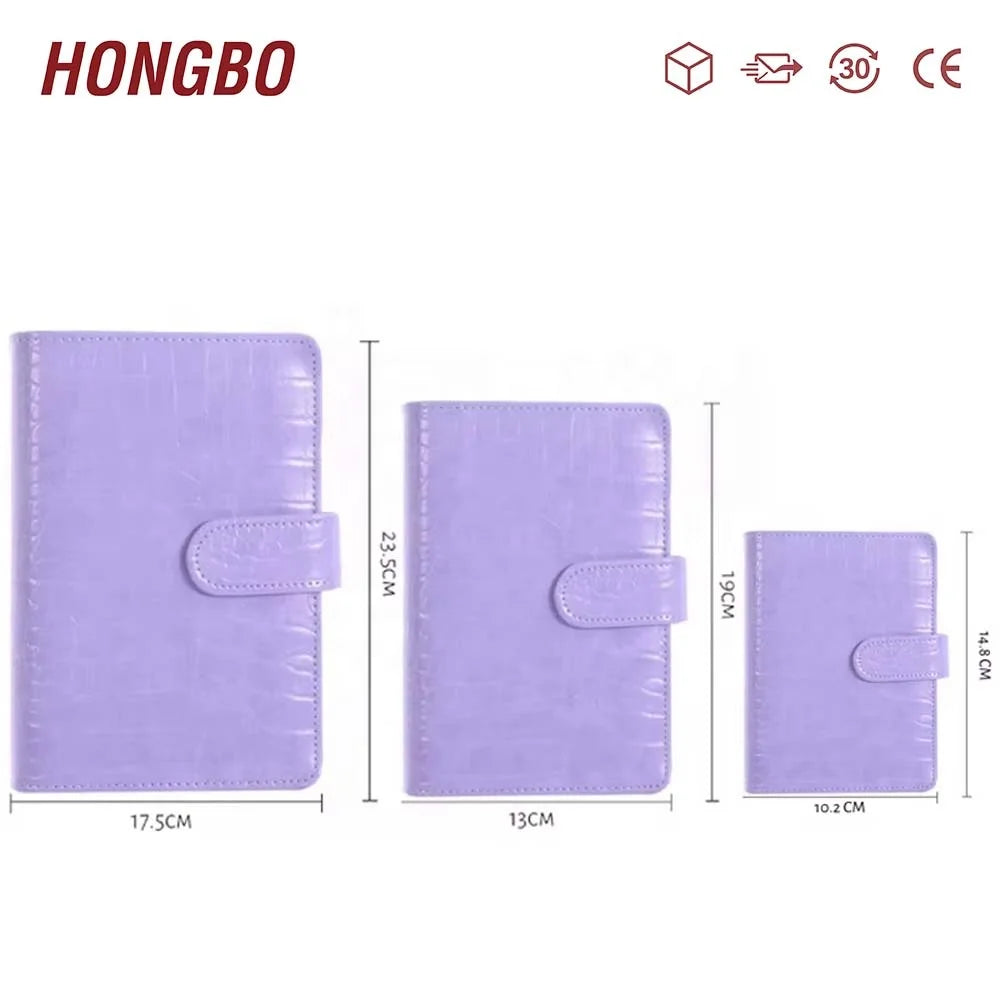 A7 Croc Leather and Fabric Hardcover Budget Book with 6 Ring Customizable Zipper Cash Envelopes for Card and Money