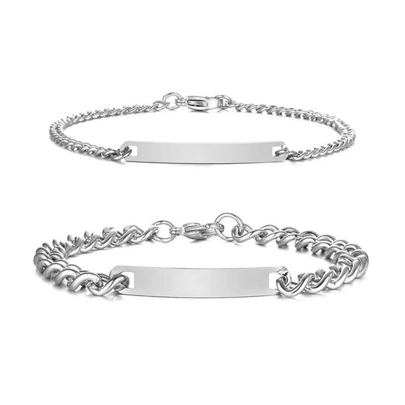 Custom Engraving Blank Matching Bracelets Set for Couples