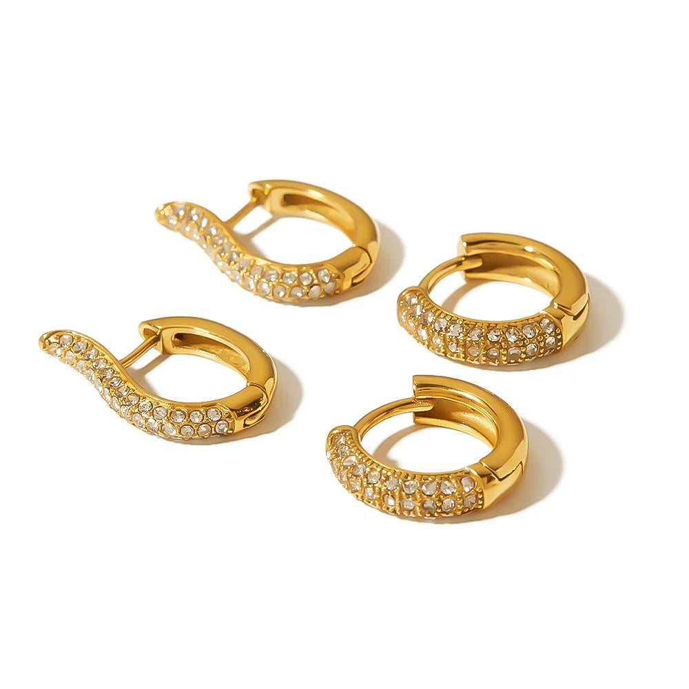 Ins French Style New Titanium Steel Hoop Earrings Unisex Trendy Fashion Versatile Popular 18K Gold Plated