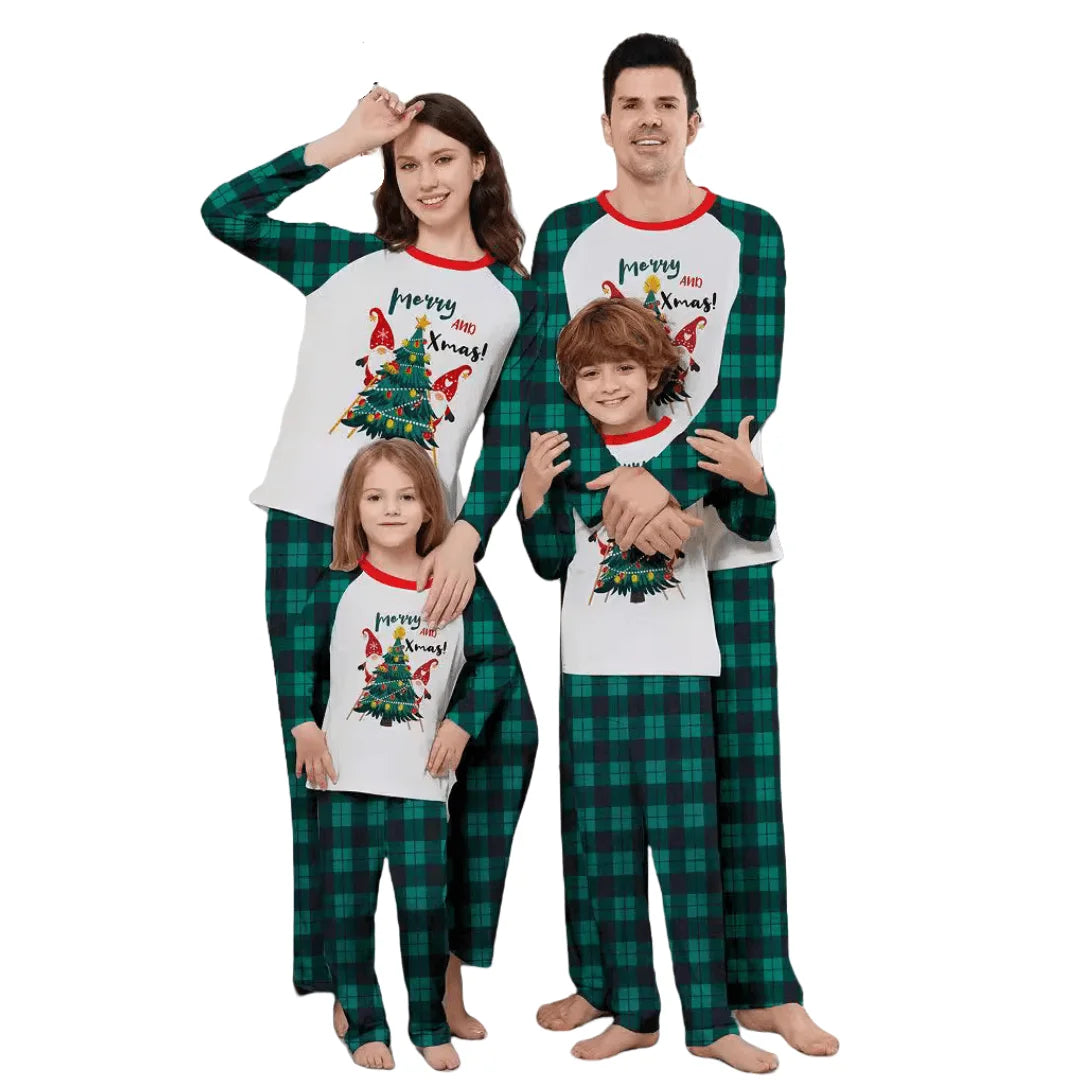 New Family Christmas Set Homewear Little Deer Print Round Neck Long Sleeve Pajama
