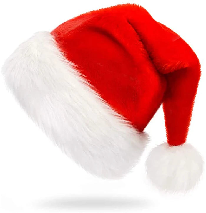 Hot Sale Santa HatChristmas Santa Hat Velvet Plush Red Hat for Home Decoration Xmas Party Supplies