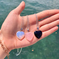 New Arrival Trendy Stainless Steel Chain Luminous Heart Necklace Colorful Natural Stone Pendant Necklace for Women Girl