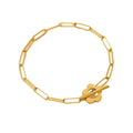 Gold Plated Stainless Steel Paperclip Chain Bracelet Flower OT Toggle Bracelet for Women Man MegaBDM