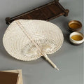 Peach Shape Handmade Weave Palm Leaves Fans Summer Cooling Rattan Hand Fan for Party Supplies Wedding Camping Home Decor