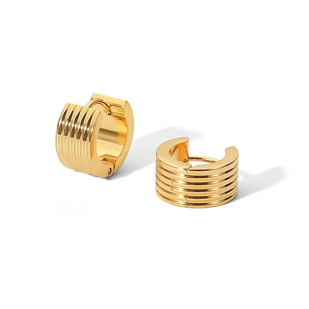 Ins Wide Rib Multi-layer Ear Clip Stainless Steel 18K Pvd Gold Plated Party Gift Jewelry Earrings