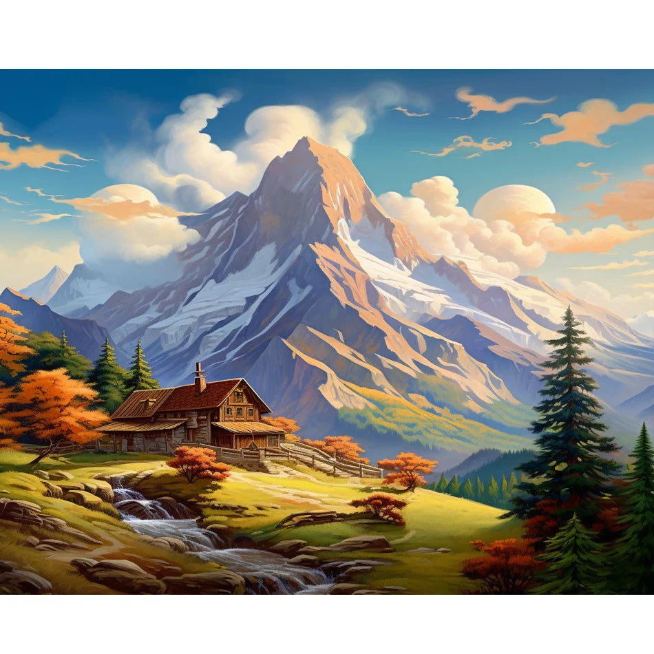Mountain 5d Diamond Painting Landscape Full Round Diamond Diy Diamond Embroidery Art Cross Stitch Home Decoration Gift 30x40