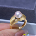 DIY Accessories S925 Sterling Silver Pearl Ring Empty Holder Gold Plated Fashion Ring Semi-Finished Products Size 8-10