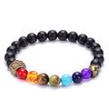 Natural lava Crystal Healing Stone 7 Chakra Dog's Paw Beads Bracelets 8mm Yoga Elastic Peach Heart Bracelets