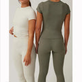 2025 Custom Yoga Gym Legging Set Woman Wholesale High Quality Activewear Fitness Womens 2 Piece Crop Top and Leggings Set