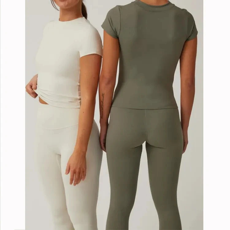 2025 Custom Yoga Gym Legging Set Woman Wholesale High Quality Activewear Fitness Womens 2 Piece Crop Top and Leggings Set