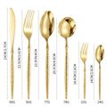 Customized Hotel Gold Flatware Silver Cutlery Forks and Spoon Set Restaurants Black 6 Pcs Cutlery Gold Design 304stainless Steel