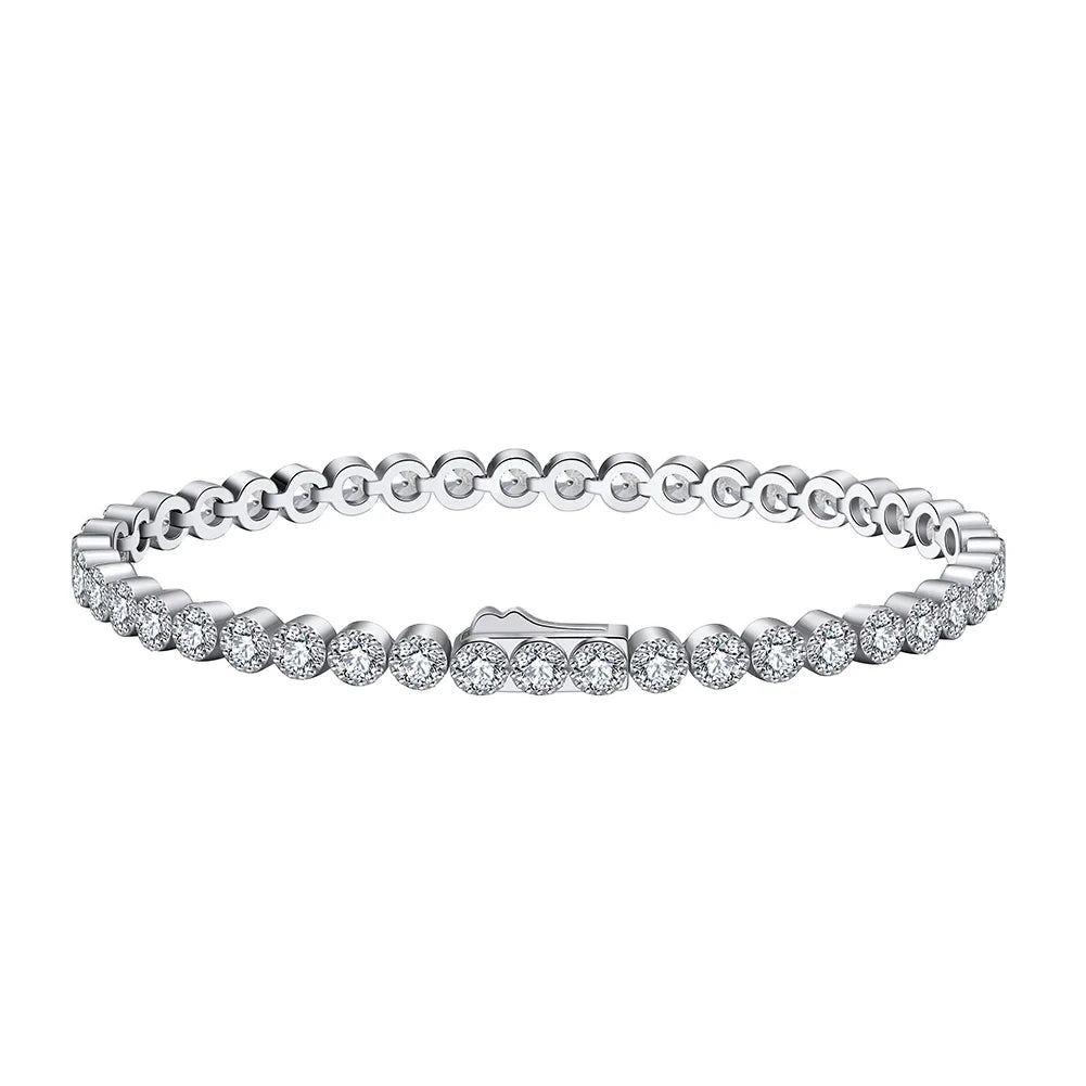 RINNTIN SB133 Fine Jewelry 925 Sterling Silver Tennis Bracelet Pulsera Cubic Zirconia CZ Diamond Tennis Bracelet for Women Men
