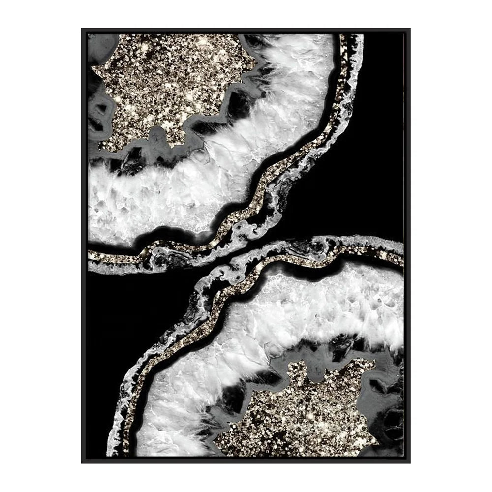 Resin Painting Aluminum Alloy Grey Frame Painting Crystal Abstract Wall Art