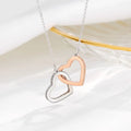 High Quality Double Color Rose Gold Double Heart Necklace Women's Heart Clasping Stainless Steel Zircon Pendant Necklace