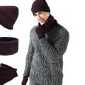2025 Winter Knit Jacquard Beanie Hat Neck Warmer Scarf and Touch Screen Gloves Set 3 Pcs Fleece Lined Skull Cap Men Women