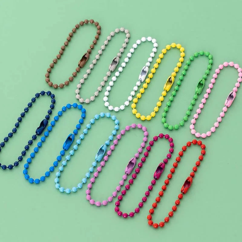 DIY Jewelry Iron Accessories Paint Black Bead Chain Color Metal Pendant Chain Keyring Tag Keychain Ball Chain