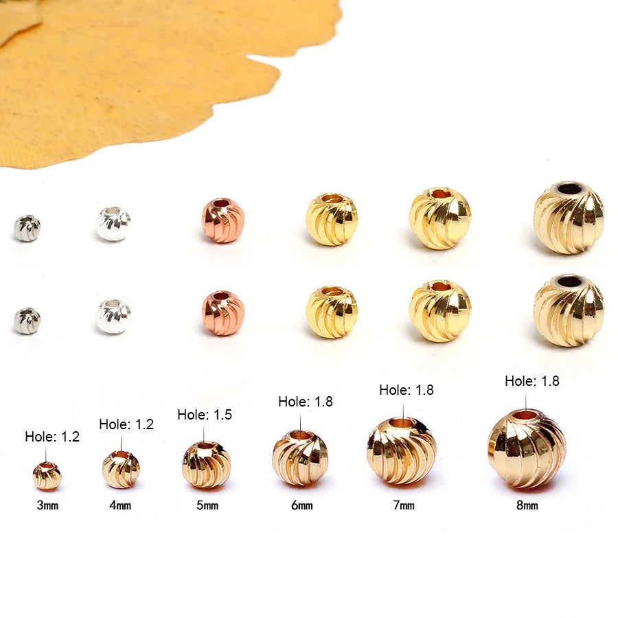 14K Gold Filled Watermelon Line Beads Copper Pumpkin Beads for DIY Jewelry Accessories Bulk Wholesale