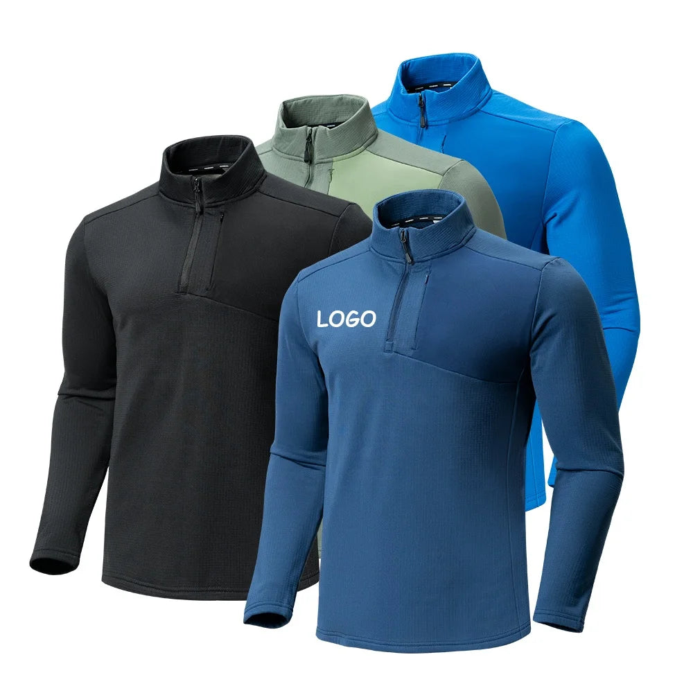 Custom 91% Polyester 9% Spandex Long Sleeve Quarter Zip Breathable Performance Golf Pullover French Terry 1/4 Zip Pullover