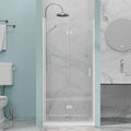 34 In.W*72 .H Bifold Frameless Glass Shower Door 1/4 Tempered Pivot Swing Panel In Chrome Finish Foldable
