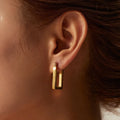 New Fashion 18K Gold Plated Stainless Steel Hoop Earrings for Women French Vintage High-end Geometric Rectangle Earrings Jewelry